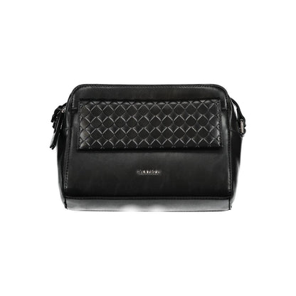 Crossbody Convertible Handbag by Calvin Klein for women in polyester faux leather black features an exquisite silhouette, showcasing a secure zipper & magnetic, ample external-pockets & cardholder, and exquisite crossbody-strap & adjustable-strap for a sophisticated finish.