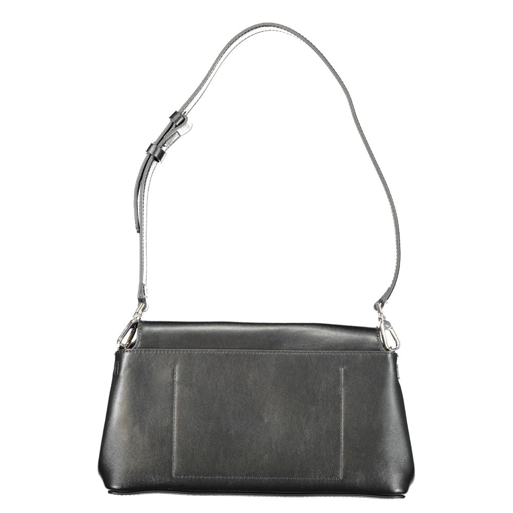 Shoulder Convertible Handbag by Calvin Klein for women in polyester faux leather black features an exquisite silhouette, showcasing a secure snap, ample internal-pockets, and versatile shoulder-strap & adjustable-strap for exquisite style.