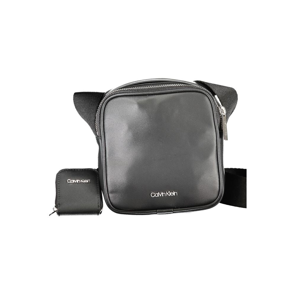 Shoulder Bag by Calvin Klein for men in polyester black features an effortlessly chic silhouette with a secure zipper, ample removable-pouch, internal-pockets & coin-purse, and versatile shoulder-strap & adjustable-strap for effortlessly chic everyday luxury.