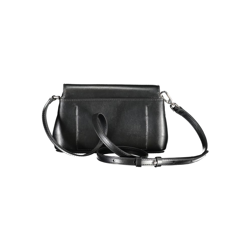 Convertible Handbag by Calvin Klein for women in polyester faux leather black presents a exquisite silhouette, showcasing a secure snap and organized internal-pockets with versatile shoulder-strap & adjustable-strap.