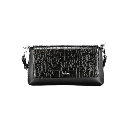 Shoulder Convertible Handbag by Calvin Klein for women in polyester embossed faux leather black features a polished silhouette with a secure , ample cardholder, and polished shoulder-strap, adjustable-strap & handle for a sophisticated look.