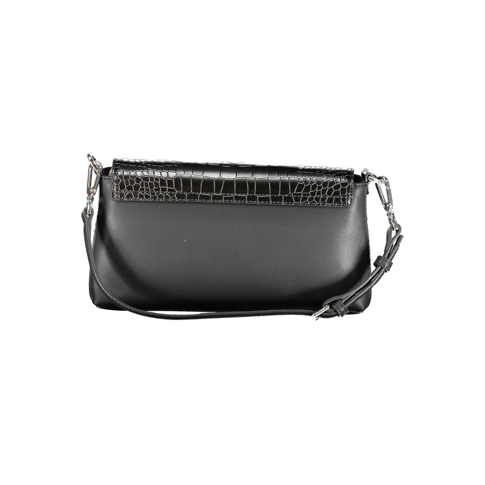 Shoulder Convertible Handbag by Calvin Klein for women in polyester embossed faux leather black presents a exquisite silhouette, showcasing a secure and organized cardholder with versatile shoulder-strap, adjustable-strap & handle.