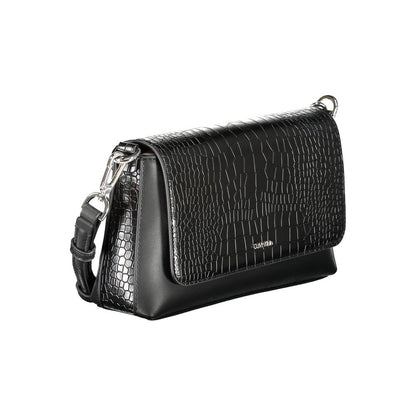 Shoulder Convertible Handbag by Calvin Klein for women in polyester embossed faux leather black features a refined silhouette, showcasing a secure and refined cardholder with versatile shoulder-strap, adjustable-strap & handle for a refined finish.
