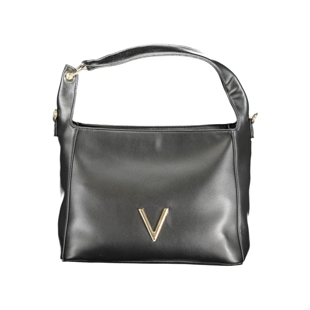 Handbag by Mario Valentino for women in polyethylene black features an refined silhouette, showcasing a secure zipper, ample internal-pockets, and versatile shoulder-strap, adjustable-strap & handle for a sophisticated refined aesthetic.