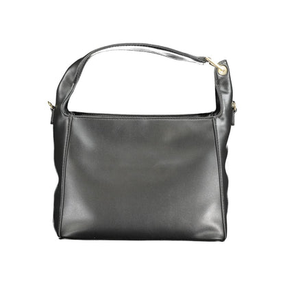 Handbag by Mario Valentino for women in polyethylene black features a ornamental silhouette, showcasing a secure zipper, ample internal-pockets, and ornamental shoulder-strap, adjustable-strap & handle for a sophisticated look.