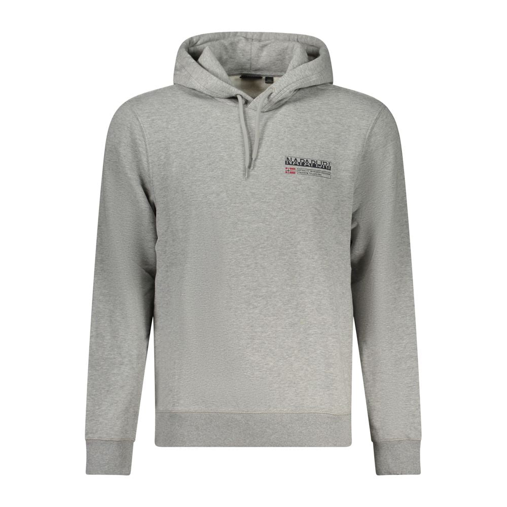 Hooded Sweatshirt Hoodie by Napapijri for men in cotton gray & print features an avant-garde silhouette, showcasing a sophisticated hooded neckline and long-sleeve detail for a truly avant-garde finish.