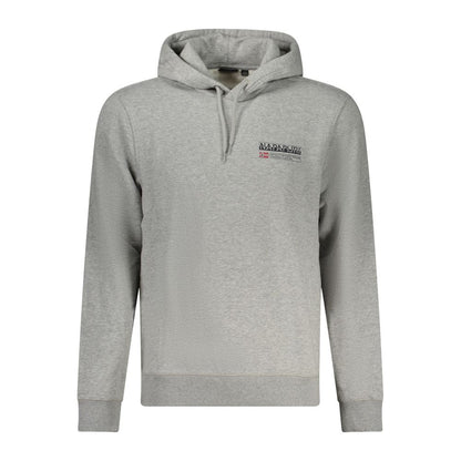 Hooded Sweatshirt Hoodie by Napapijri for men in cotton gray & print features an avant-garde silhouette, showcasing a sophisticated hooded neckline and long-sleeve detail for a truly avant-garde finish.
