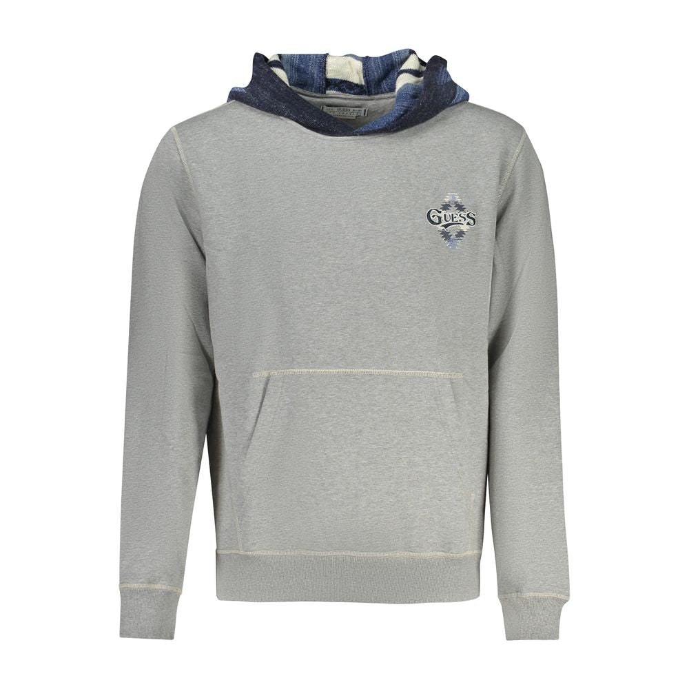 Hooded Sweatshirt Hoodie by Guess Jeans for men in cotton gray & print features an dramatic silhouette, showcasing a sophisticated hooded neckline and dramatic for a refined, modern aesthetic.