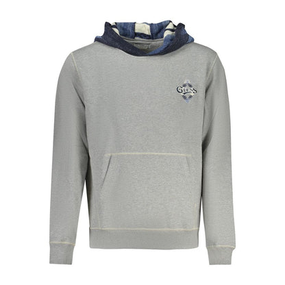 Hooded Sweatshirt Hoodie by Guess Jeans for men in cotton gray & print features an dramatic silhouette, showcasing a sophisticated hooded neckline and dramatic for a refined, modern aesthetic.