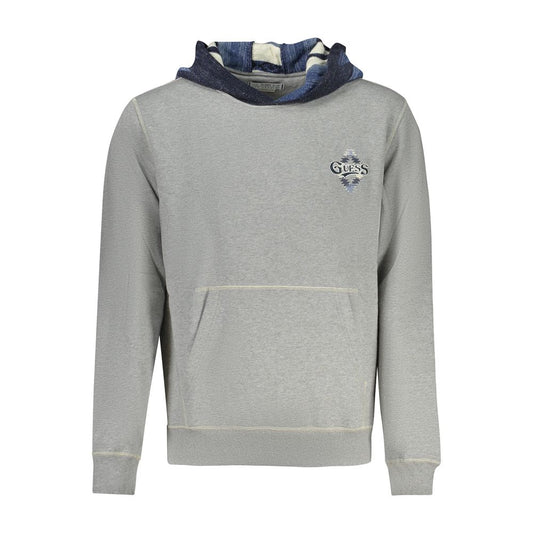 Hooded Sweatshirt Hoodie by Guess Jeans for men in cotton gray & print features an dramatic silhouette, showcasing a sophisticated hooded neckline and dramatic for a refined, modern aesthetic.