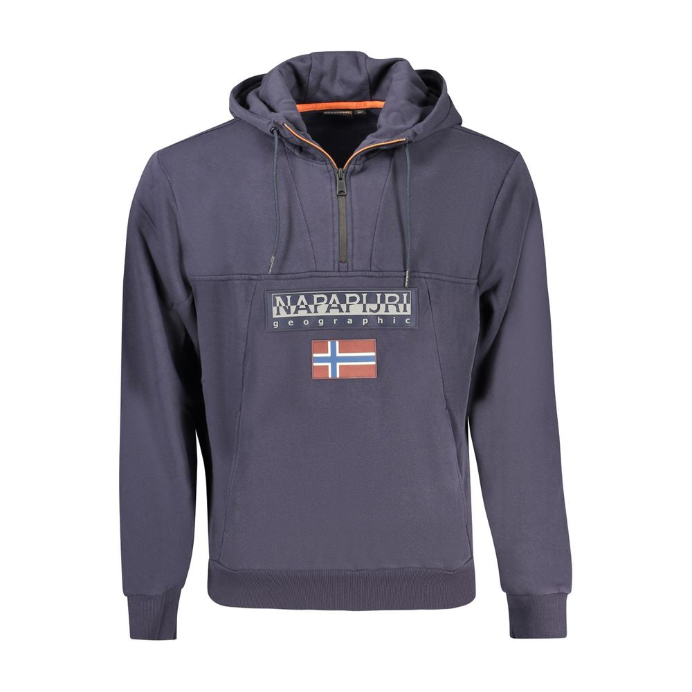 Hooded Sweatshirt Hoodie by Napapijri for men in organic cotton blue features a slouchy chic silhouette, detailed with a slouchy chic long-sleeve and a signature hooded neckline for an elevated aesthetic.