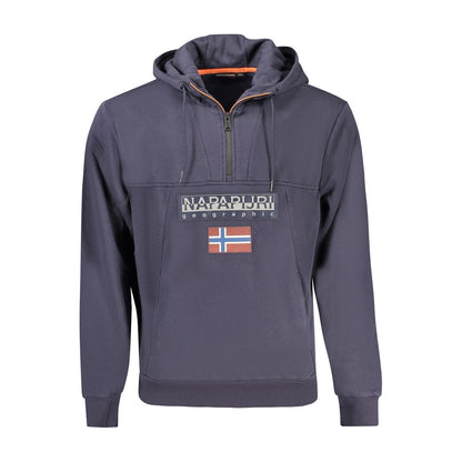 Hooded Sweatshirt Hoodie by Napapijri for men in organic cotton blue features a slouchy chic silhouette, detailed with a slouchy chic long-sleeve and a signature hooded neckline for an elevated aesthetic.
