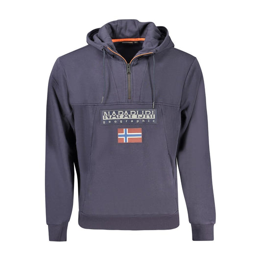 Hooded Sweatshirt Hoodie by Napapijri for men in organic cotton blue features a slouchy chic silhouette, detailed with a slouchy chic long-sleeve and a signature hooded neckline for an elevated aesthetic.