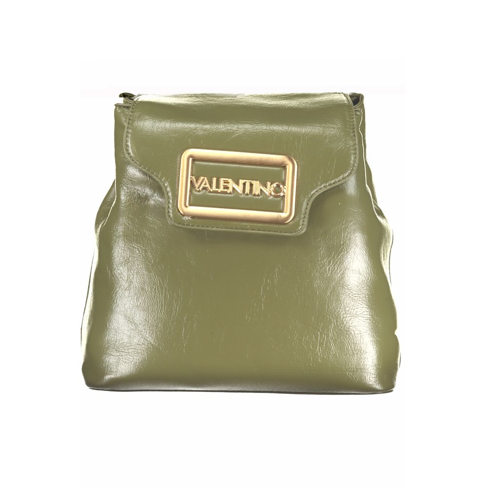 Backpack by Mario Valentino for women in polyethylene faux leather green features a refined silhouette, showcasing the Polyethylene Faux Leather Backpack design with a secure zipper, ample built-in-compartments, external-pockets & internal-pockets, and versatile handle, backpack-strap & adjustable-strap.