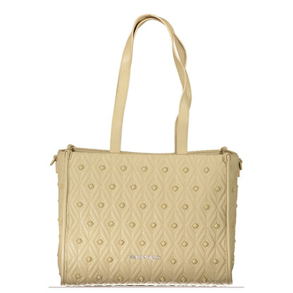 Tote Handbag by Mario Valentino for women in polyester beige & signature features a refined silhouette, showcasing a secure zipper, organized internal-pockets, and versatile shoulder-strap, adjustable-strap & handle for a refined finish.