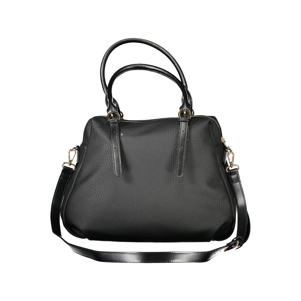 Handbag by Mario Valentino for women in polyethylene black features a refined silhouette, showcasing a secure zipper, organized internal-pockets, and versatile shoulder-strap, adjustable-strap & handle for a refined finish.