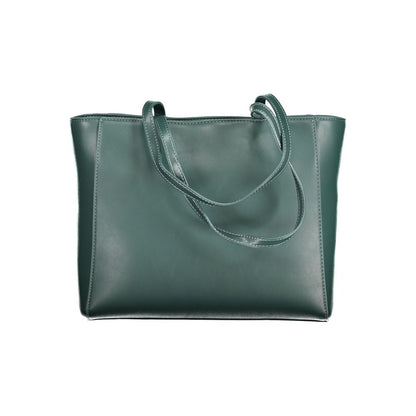 Shoulder Handbag by Mario Valentino for women in polyethylene green & signature presents a ornamental silhouette, showcasing a secure zipper, ample internal-pockets, and versatile shoulder-strap & handle for a ornamental finish.