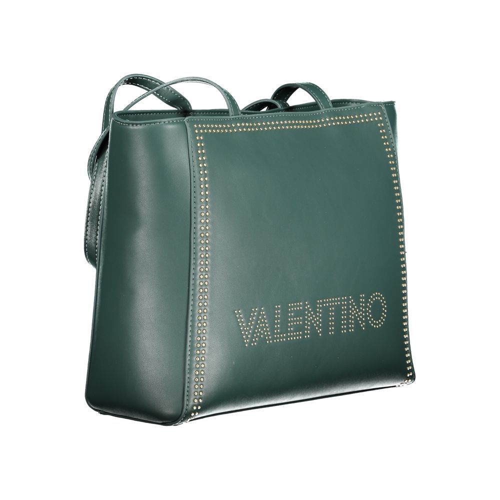 Shoulder Handbag by Mario Valentino for women in polyethylene green & signature features a ornamental silhouette, showcasing a secure zipper, ample internal-pockets, and ornamental shoulder-strap & handle for a sophisticated look.