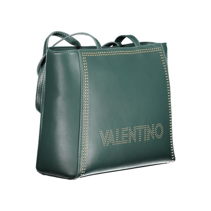 Shoulder Handbag by Mario Valentino for women in polyethylene green & signature features a ornamental silhouette, showcasing a secure zipper, ample internal-pockets, and ornamental shoulder-strap & handle for a sophisticated look.