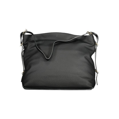 Handbag by Mario Valentino for women in polyethylene black features a signature silhouette, showcasing a secure zipper and signature internal-pockets with versatile adjustable-strap & handle for a sophisticated look.
