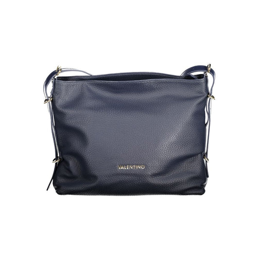 Shopper Handbag by Mario Valentino for women in polyethylene blue features a ornamental silhouette, showcasing a secure zipper, ample internal-pockets, and ornamental adjustable-strap & handle for a sophisticated look.