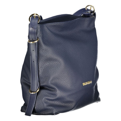 Shopper Handbag by Mario Valentino for women in polyethylene blue features an refined silhouette, showcasing a secure zipper, ample internal-pockets, and versatile adjustable-strap & handle for a sophisticated refined aesthetic.
