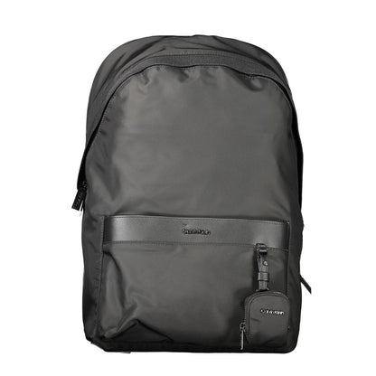 Backpack by Calvin Klein for men in polyester black features a refined silhouette, showcasing the Polyester Backpack design with a secure zipper, ample built-in-compartments, removable-pouch, external-pockets, internal-pockets, laptop-compartment & coin-purse, and versatile backpack-strap, adjustable-strap & handle.