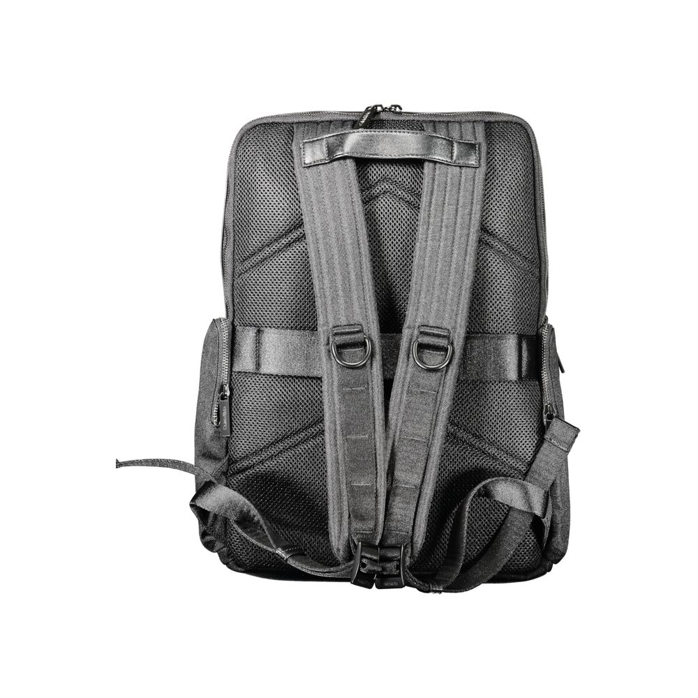 Backpack by Calvin Klein for men in polyester black & signature showcases an architectural Polyester Backpack design, featuring a secure zipper, ample external-pockets, internal-pockets & laptop-compartment, and architectural backpack-strap, adjustable-strap & handle for a sophisticated look.