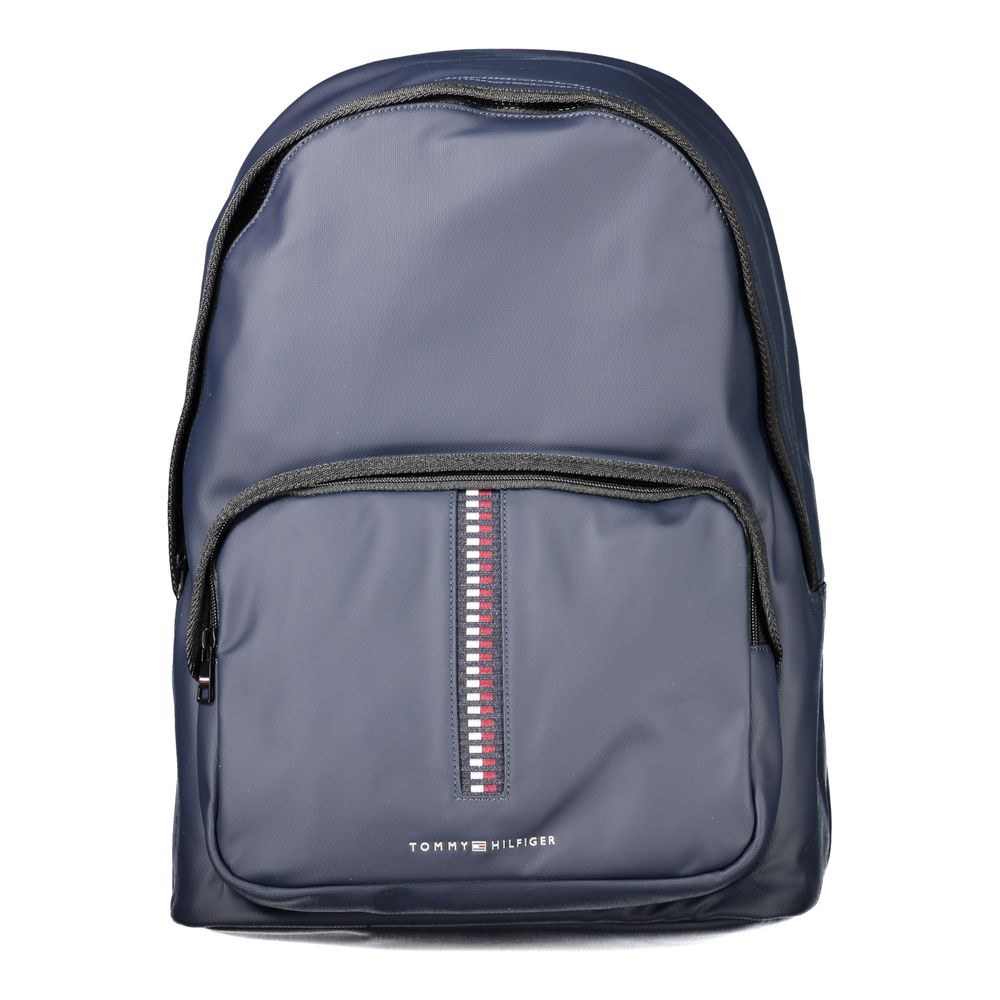 Backpack by Tommy Hilfiger for men in polyethylene blue features a refined silhouette, showcasing the Polyethylene Backpack design with a secure zipper, ample external-pockets, internal-pockets & laptop-compartment, and versatile handle, backpack-strap & adjustable-strap.