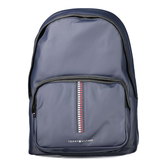 Backpack by Tommy Hilfiger for men in polyethylene blue features a refined silhouette, showcasing the Polyethylene Backpack design with a secure zipper, ample external-pockets, internal-pockets & laptop-compartment, and versatile handle, backpack-strap & adjustable-strap.