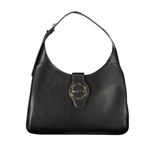 Handbag by Mario Valentino for women in polyethylene black features a ornamental silhouette, showcasing a secure zipper, ample internal-pockets, and ornamental adjustable-strap & handle for a sophisticated look.