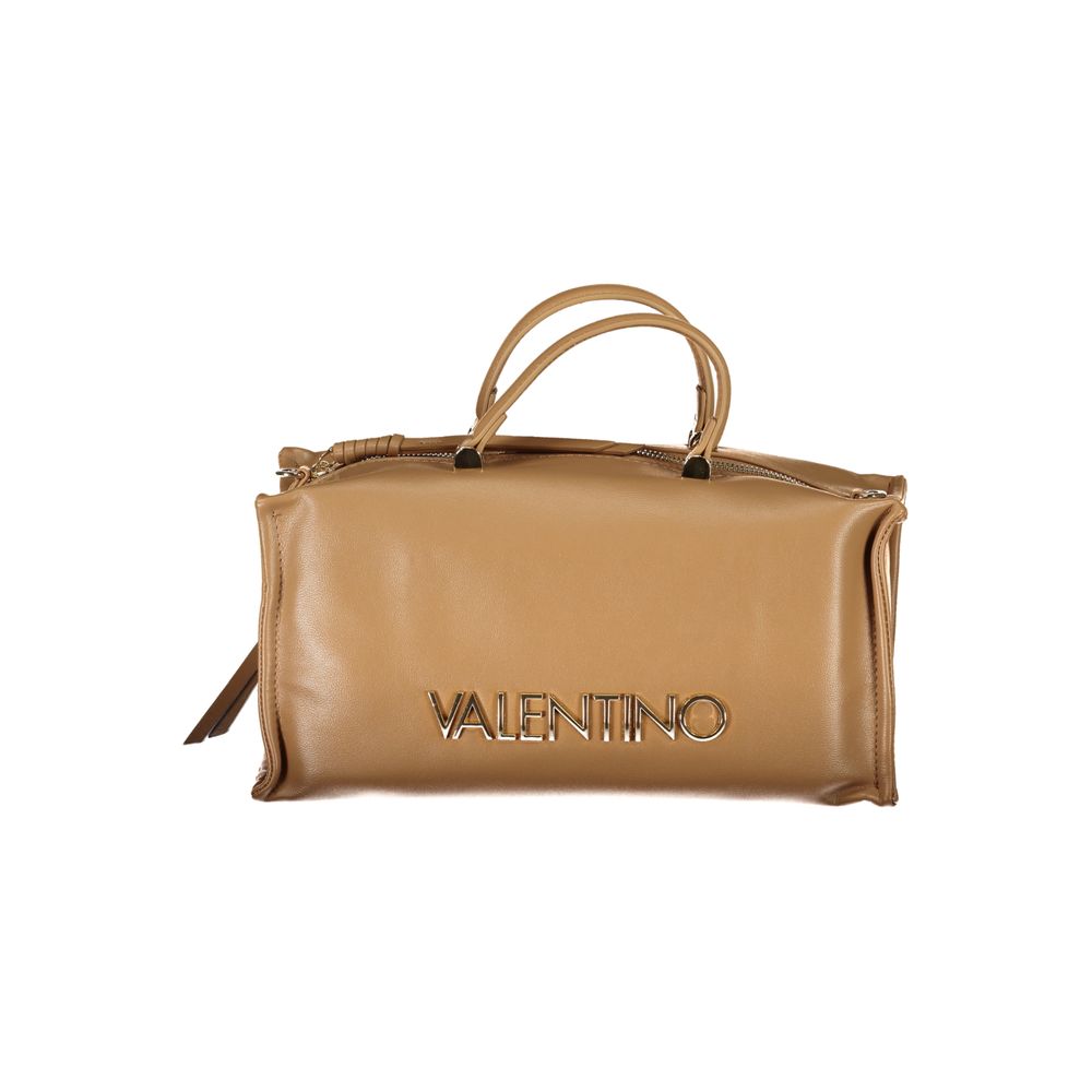 Handbag by Mario Valentino for women in polyethylene beige & signature features an refined silhouette, showcasing a secure zipper, ample external-pockets & internal-pockets, and versatile shoulder-strap, handle & adjustable-strap for a sophisticated refined aesthetic.