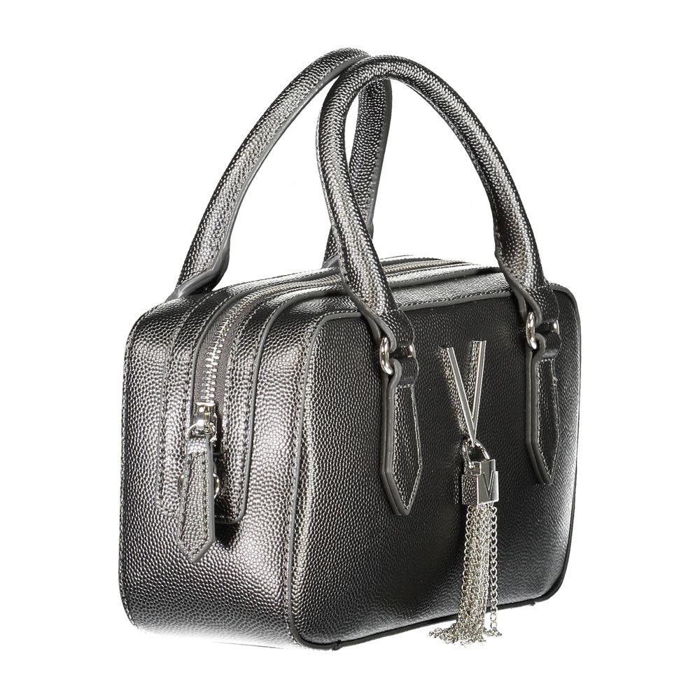 Handbag by Mario Valentino for women in polyethylene gray features an refined silhouette, showcasing a secure zipper, ample internal-pockets, and versatile shoulder-strap, adjustable-strap & handle for a sophisticated refined aesthetic.