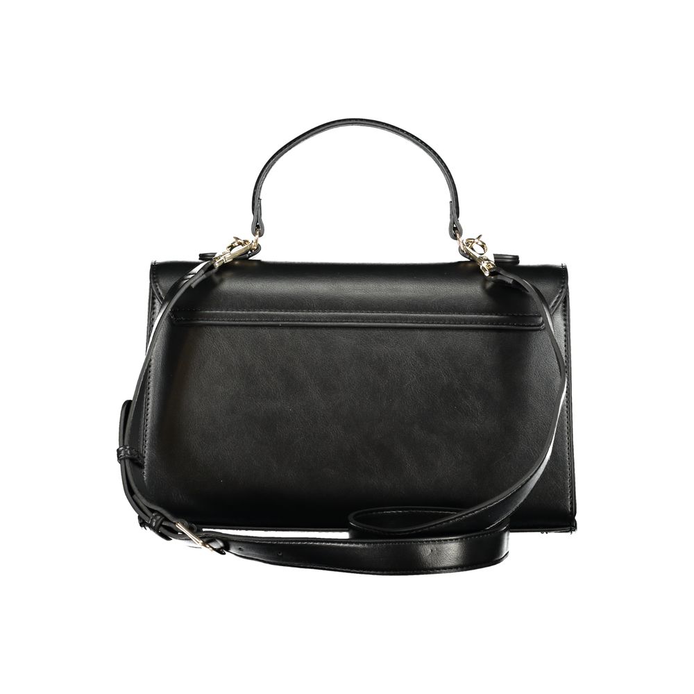 This Handbag by Mario Valentino for women in polyethylene and black presents a sculptural silhouette featuring a secure snap, ample built-in-compartments & internal-pockets, and versatile shoulder-strap, adjustable-strap & handle for a sculptural finish.