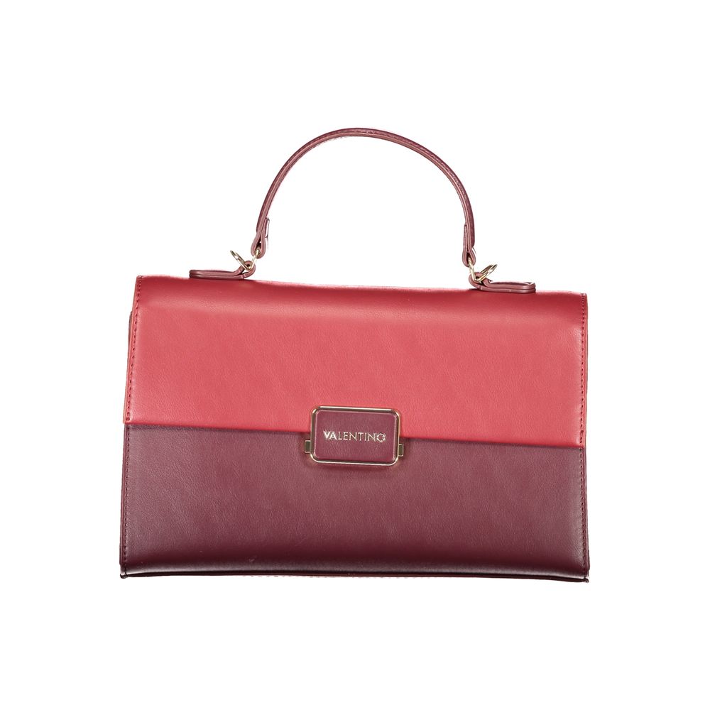 Handbag by Mario Valentino for women in polyethylene red & signature features an refined silhouette, showcasing a secure snap, ample built-in-compartments & internal-pockets, and versatile shoulder-strap, handle & adjustable-strap for a sophisticated refined aesthetic.