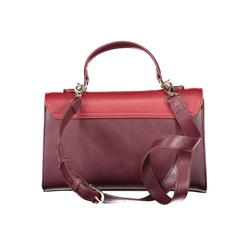 Handbag by Mario Valentino for women in polyethylene red & signature features a ornamental silhouette, showcasing a secure snap, ample built-in-compartments & internal-pockets, and ornamental shoulder-strap, handle & adjustable-strap for a sophisticated look.