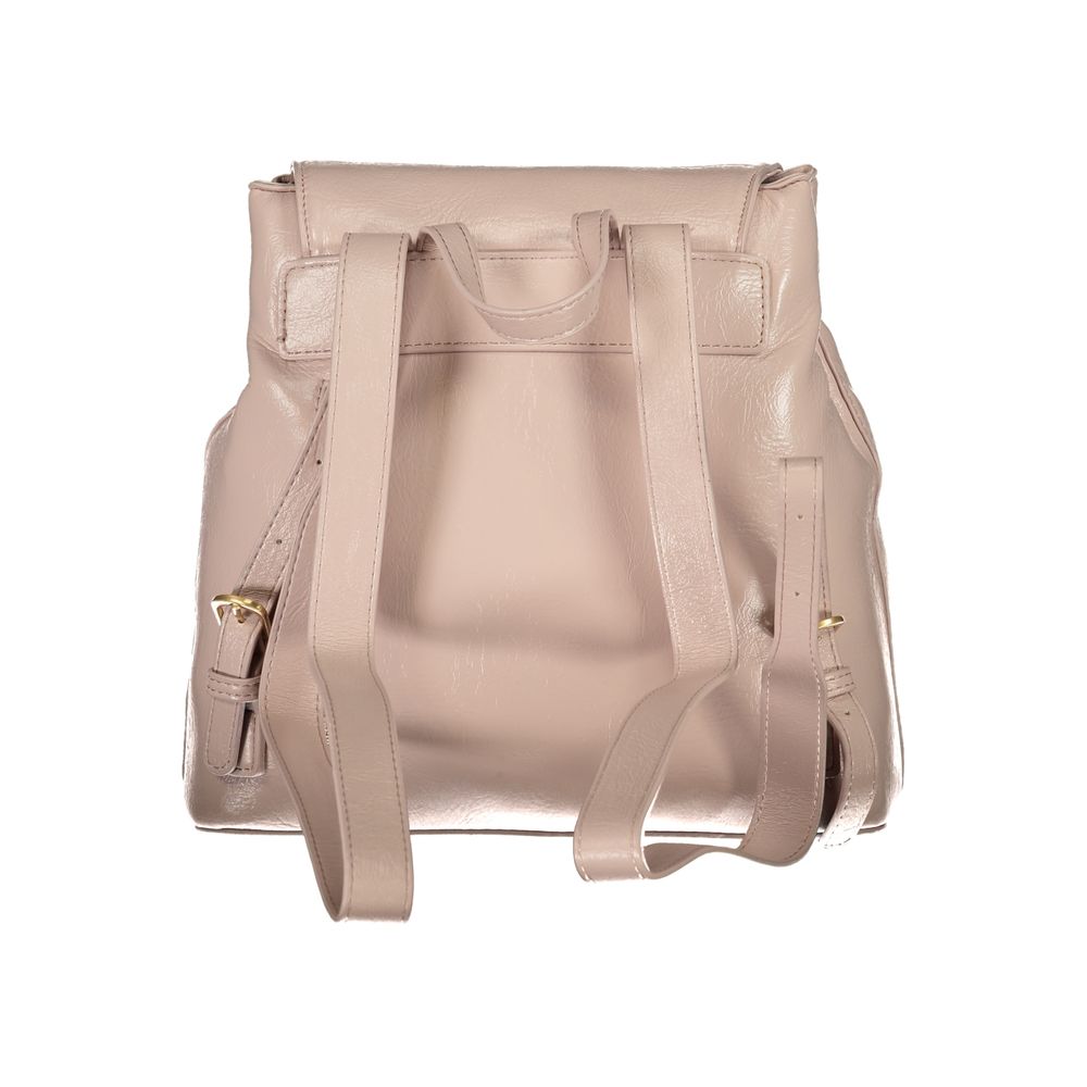 Backpack by Mario Valentino for women in polyethylene faux leather pink showcases an architectural Polyethylene Faux Leather Backpack design, featuring a secure zipper, ample built-in-compartments, external-pockets & internal-pockets, and architectural handle, backpack-strap & adjustable-strap for a sophisticated look.