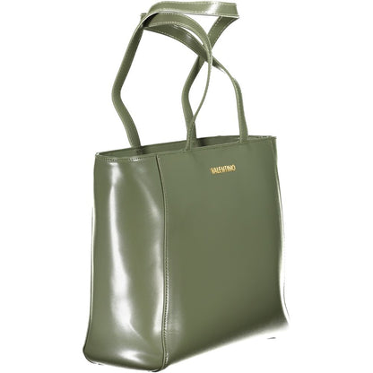 This Shoulder Handbag by Mario Valentino for women in polyethylene and green & signature presents a sculptural silhouette featuring a secure zipper, ample internal-pockets, and versatile shoulder-strap & handle for a sculptural finish.