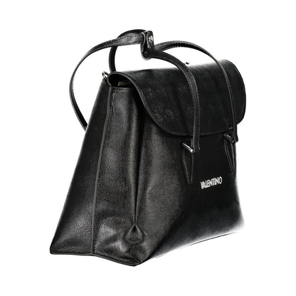 Phone Holder Handbag by Mario Valentino for women in polyethylene black features a ornamental silhouette, showcasing a secure snap, ample document-holder, external-pockets, internal-pockets & laptop-compartment, and ornamental shoulder-strap, adjustable-strap & handle for a sophisticated look.