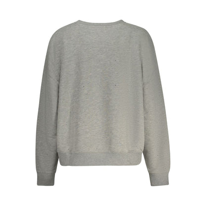 Sweatshirt by Guess Jeans for women in cotton & rhinestone gray presents a smart casual silhouette, featuring a smart casual and for a sophisticated look.