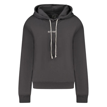 Hooded Sweatshirt Hoodie by Guess Jeans for women in organic cotton & rhinestone black & print features an dramatic silhouette, showcasing a sophisticated hooded neckline and dramatic for a refined, modern aesthetic.