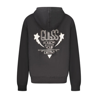 Hooded Sweatshirt Hoodie by Guess Jeans for women in organic cotton & rhinestone black & print features an avant-garde silhouette, showcasing a sophisticated and detail for a truly avant-garde finish.