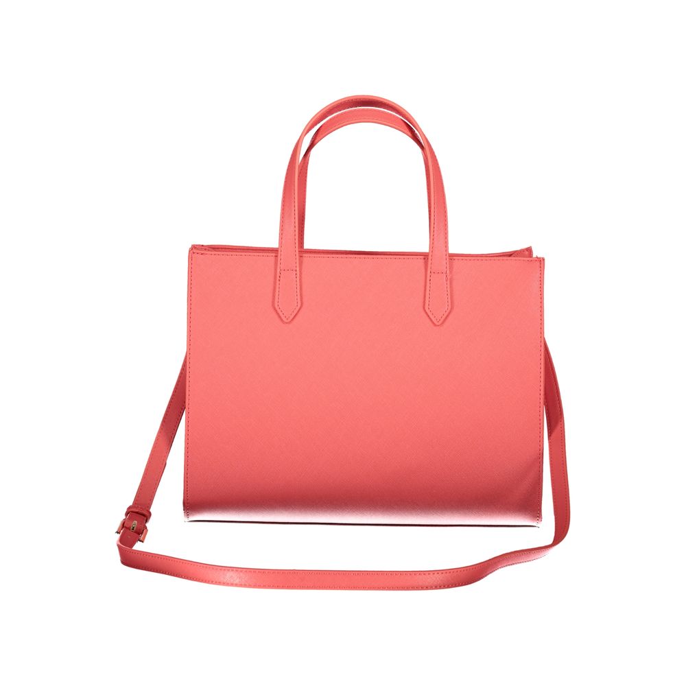 Handbag by Mario Valentino for women in polyethylene pink features a refined silhouette, showcasing a secure zipper, organized internal-pockets, and versatile shoulder-strap, handle & adjustable-strap for a refined finish.