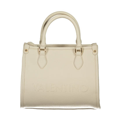Handbag by Mario Valentino for women in polyethylene beige presents a ornamental silhouette, showcasing a secure zipper, ample internal-pockets, and versatile shoulder-strap, handle & adjustable-strap for a ornamental finish.