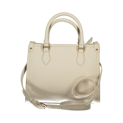 This Handbag by Mario Valentino for women in polyethylene and beige presents a sculptural silhouette featuring a secure zipper, ample internal-pockets, and versatile shoulder-strap, handle & adjustable-strap for a sculptural finish.