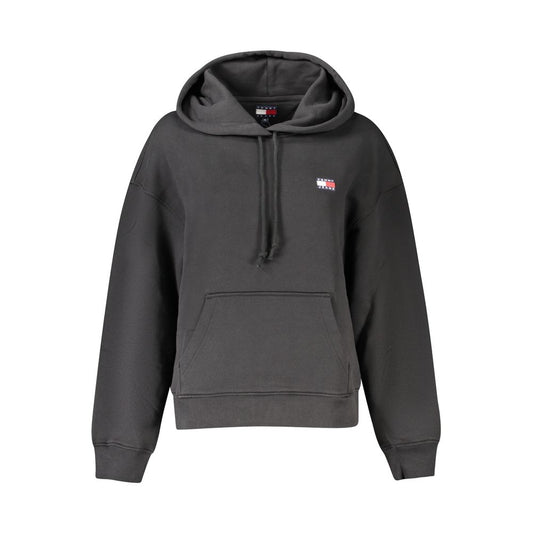 Hooded Sweatshirt Hoodie by Tommy Hilfiger for women in cotton black features an avant-garde silhouette, showcasing a sophisticated hooded neckline and long-sleeve detail for a truly avant-garde finish.