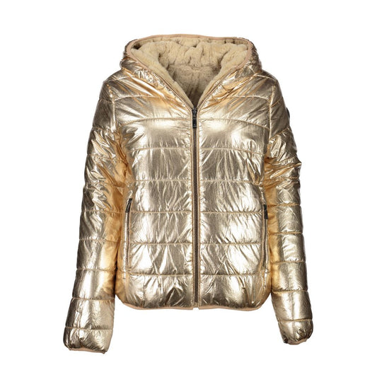 This Hooded Jacket by U.S. POLO ASSN. for women in nylon gold showcases a magnificent silhouette, meticulously crafted with a distinctive hooded neckline and functional pockets & hooded for a magnificent finish.
