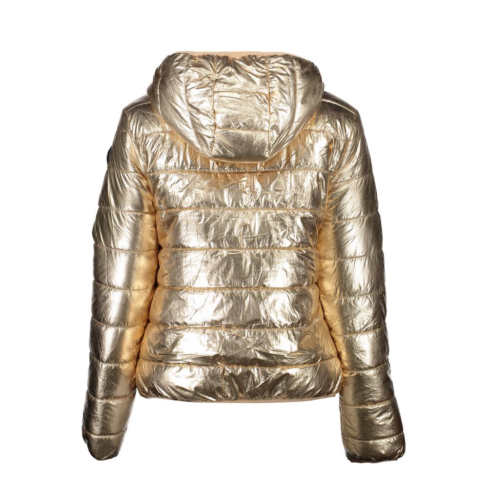 Hooded Jacket by U.S. POLO ASSN. for women in nylon gold features an utilitarian silhouette with a refined hooded neckline, showcasing sophisticated pockets & hooded for an utilitarian aesthetic.