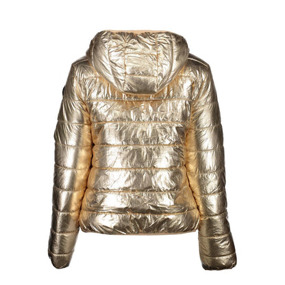 Hooded Jacket by U.S. POLO ASSN. for women in nylon gold features an utilitarian silhouette with a refined hooded neckline, showcasing sophisticated pockets & hooded for an utilitarian aesthetic.