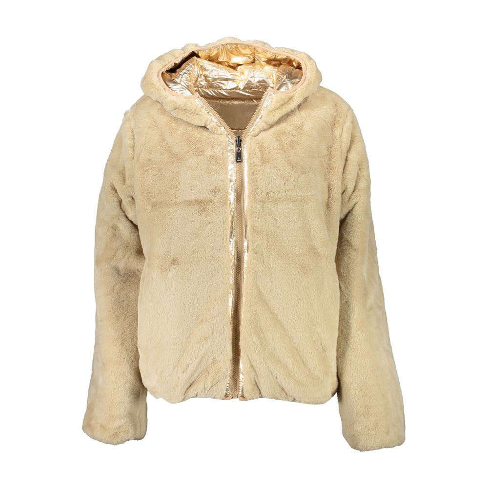 Hooded Jacket by U.S. POLO ASSN. for women in nylon gold features a smart silhouette, perfectly accentuated by its unique and functional pockets & hooded for a smart finish.